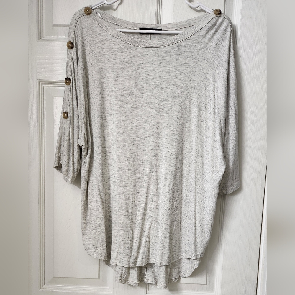 Gray Button-Detail Women's Top